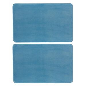 Gold Coast Low Profile Soft Microfiber Bath Rug in Light Blue 28 x 17 in, 2 Pack
